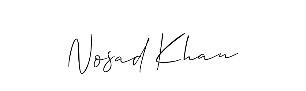 The best way (Allison_Script) to make a short signature is to pick only two or three words in your name. The name Nosad Khan include a total of six letters. For converting this name. Nosad Khan signature style 2 images and pictures png