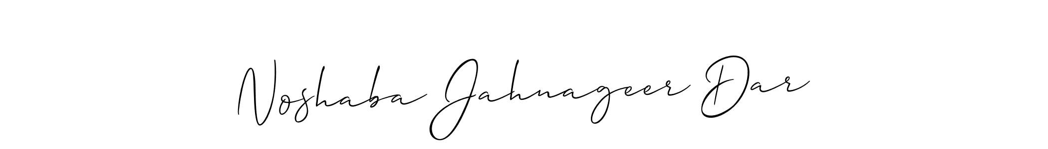 The best way (Allison_Script) to make a short signature is to pick only two or three words in your name. The name Noshaba Jahnageer Dar include a total of six letters. For converting this name. Noshaba Jahnageer Dar signature style 2 images and pictures png