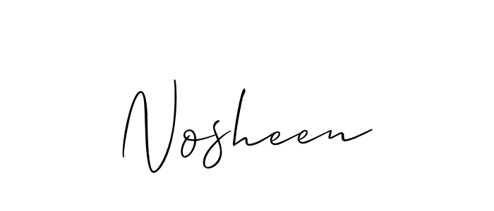 Allison_Script is a professional signature style that is perfect for those who want to add a touch of class to their signature. It is also a great choice for those who want to make their signature more unique. Get Nosheen name to fancy signature for free. Nosheen signature style 2 images and pictures png