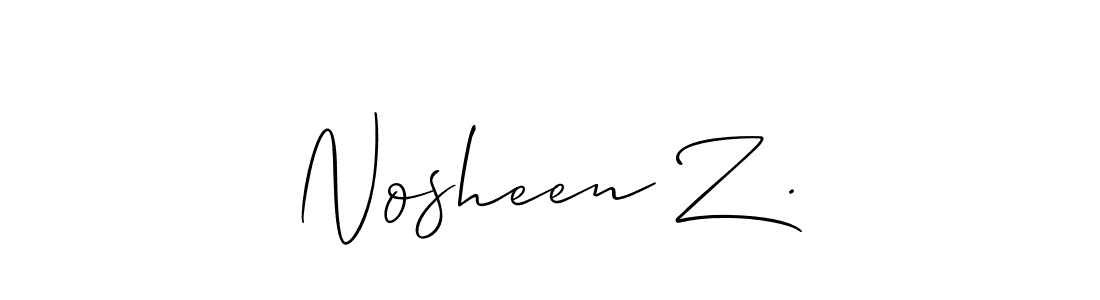 Make a beautiful signature design for name Nosheen Z .. With this signature (Allison_Script) style, you can create a handwritten signature for free. Nosheen Z . signature style 2 images and pictures png