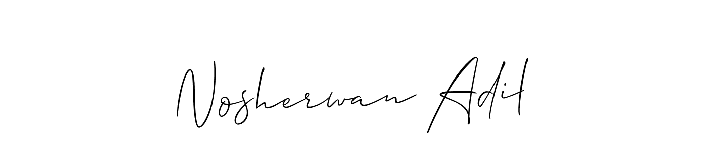 How to make Nosherwan Adil name signature. Use Allison_Script style for creating short signs online. This is the latest handwritten sign. Nosherwan Adil signature style 2 images and pictures png