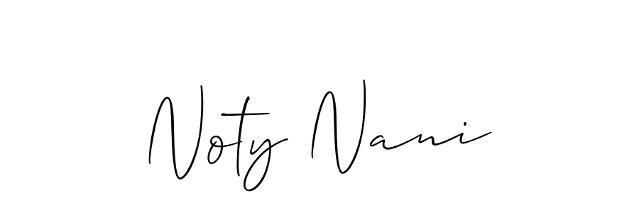 This is the best signature style for the Noty Nani name. Also you like these signature font (Allison_Script). Mix name signature. Noty Nani signature style 2 images and pictures png