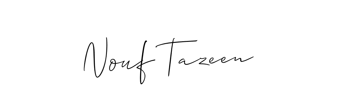 The best way (Allison_Script) to make a short signature is to pick only two or three words in your name. The name Nouf Tazeen include a total of six letters. For converting this name. Nouf Tazeen signature style 2 images and pictures png