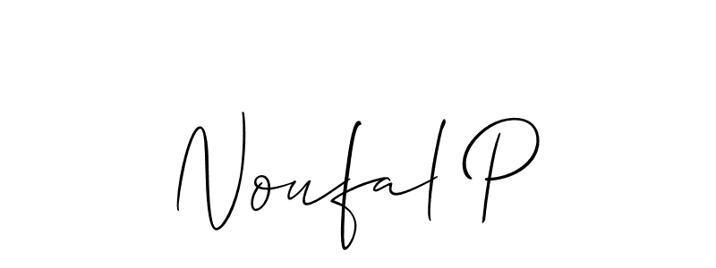 Design your own signature with our free online signature maker. With this signature software, you can create a handwritten (Allison_Script) signature for name Noufal P. Noufal P signature style 2 images and pictures png