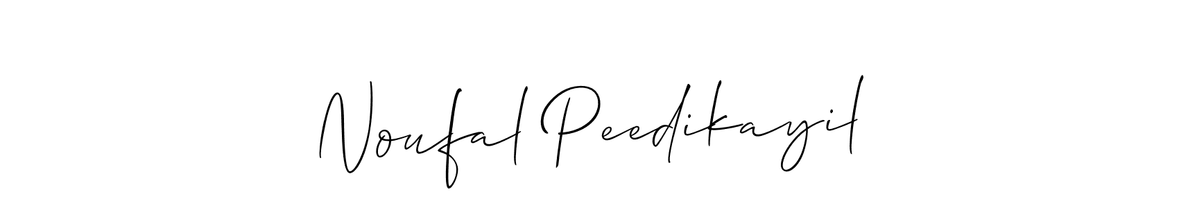 Allison_Script is a professional signature style that is perfect for those who want to add a touch of class to their signature. It is also a great choice for those who want to make their signature more unique. Get Noufal Peedikayil name to fancy signature for free. Noufal Peedikayil signature style 2 images and pictures png