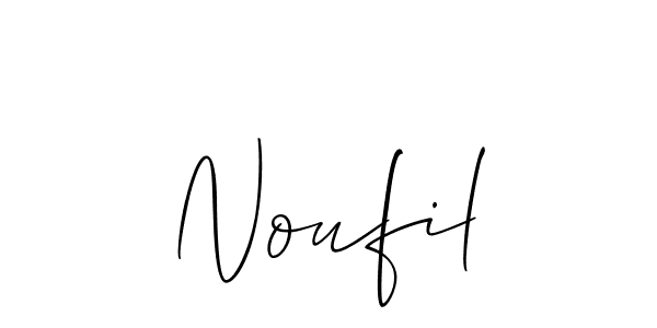 Make a beautiful signature design for name Noufil. With this signature (Allison_Script) style, you can create a handwritten signature for free. Noufil signature style 2 images and pictures png