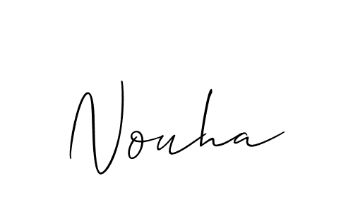 Use a signature maker to create a handwritten signature online. With this signature software, you can design (Allison_Script) your own signature for name Nouha. Nouha signature style 2 images and pictures png