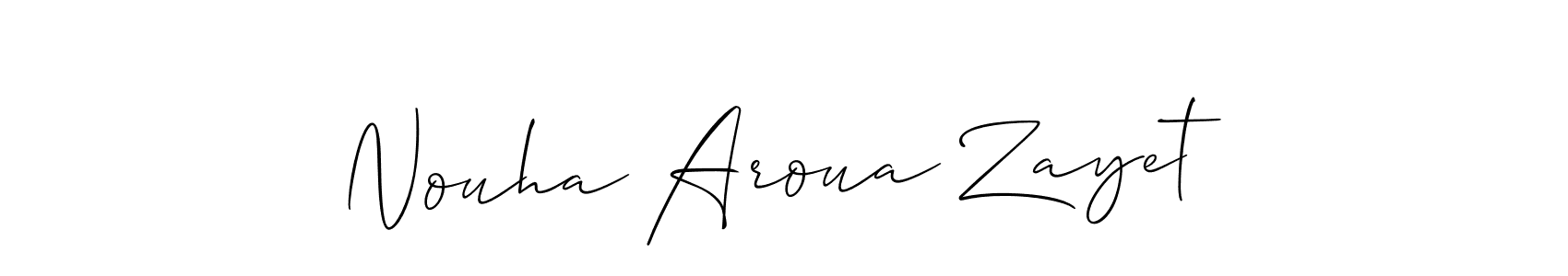 You should practise on your own different ways (Allison_Script) to write your name (Nouha Aroua Zayet) in signature. don't let someone else do it for you. Nouha Aroua Zayet signature style 2 images and pictures png