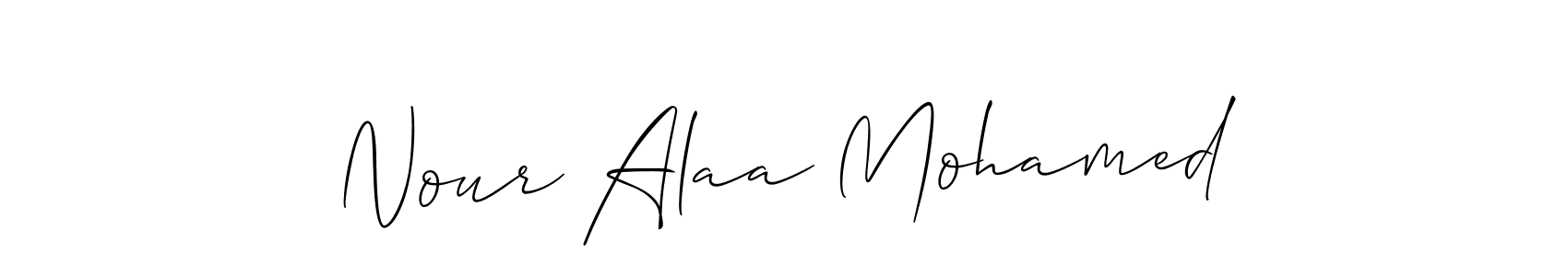 How to make Nour Alaa Mohamed name signature. Use Allison_Script style for creating short signs online. This is the latest handwritten sign. Nour Alaa Mohamed signature style 2 images and pictures png