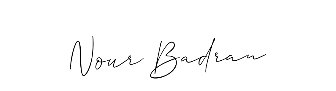 The best way (Allison_Script) to make a short signature is to pick only two or three words in your name. The name Nour Badran include a total of six letters. For converting this name. Nour Badran signature style 2 images and pictures png