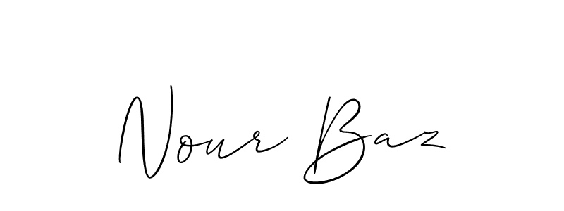 The best way (Allison_Script) to make a short signature is to pick only two or three words in your name. The name Nour Baz include a total of six letters. For converting this name. Nour Baz signature style 2 images and pictures png