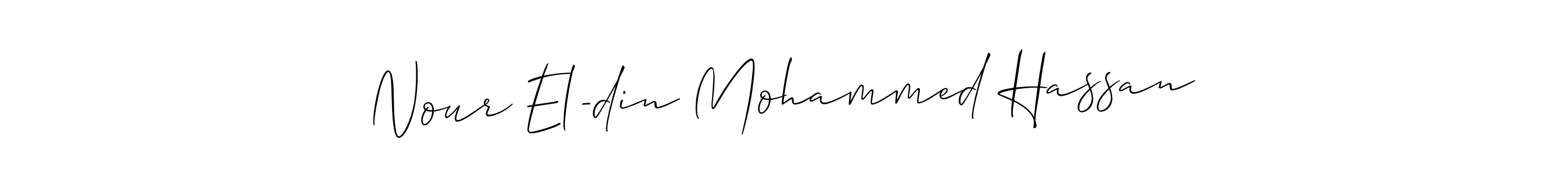 This is the best signature style for the Nour El-din Mohammed Hassan name. Also you like these signature font (Allison_Script). Mix name signature. Nour El-din Mohammed Hassan signature style 2 images and pictures png
