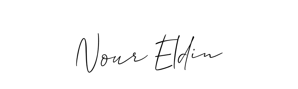 How to make Nour Eldin signature? Allison_Script is a professional autograph style. Create handwritten signature for Nour Eldin name. Nour Eldin signature style 2 images and pictures png