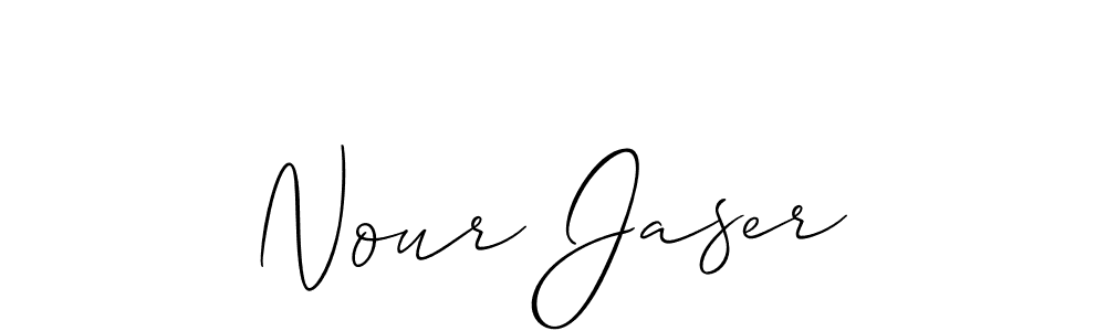 You should practise on your own different ways (Allison_Script) to write your name (Nour Jaser) in signature. don't let someone else do it for you. Nour Jaser signature style 2 images and pictures png