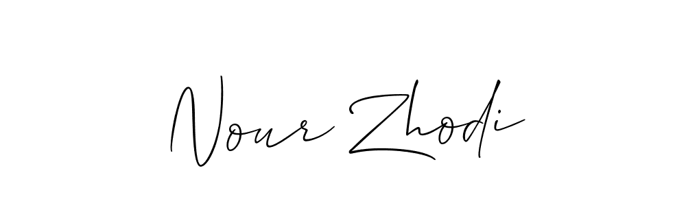 How to make Nour Zhodi name signature. Use Allison_Script style for creating short signs online. This is the latest handwritten sign. Nour Zhodi signature style 2 images and pictures png