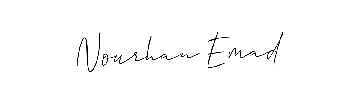 How to make Nourhan Emad name signature. Use Allison_Script style for creating short signs online. This is the latest handwritten sign. Nourhan Emad signature style 2 images and pictures png