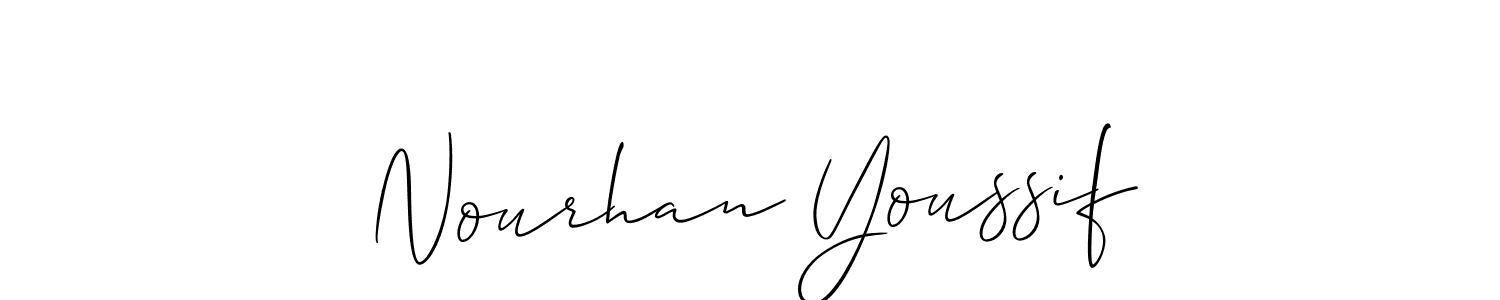 Make a beautiful signature design for name Nourhan Youssif. With this signature (Allison_Script) style, you can create a handwritten signature for free. Nourhan Youssif signature style 2 images and pictures png