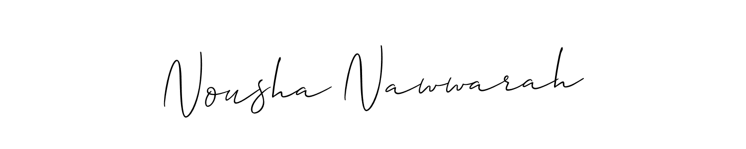 Allison_Script is a professional signature style that is perfect for those who want to add a touch of class to their signature. It is also a great choice for those who want to make their signature more unique. Get Nousha Nawwarah name to fancy signature for free. Nousha Nawwarah signature style 2 images and pictures png