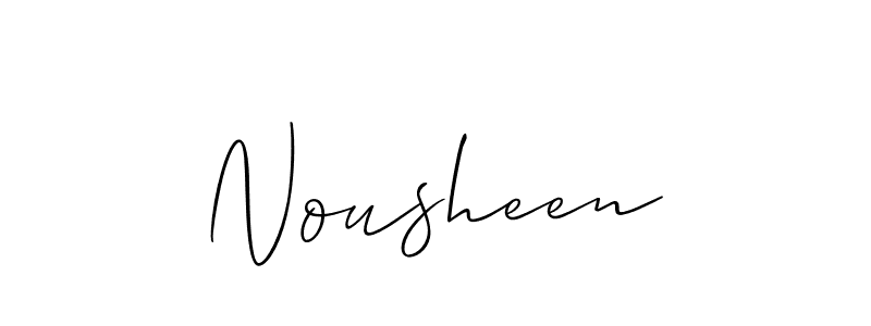 Also You can easily find your signature by using the search form. We will create Nousheen name handwritten signature images for you free of cost using Allison_Script sign style. Nousheen signature style 2 images and pictures png