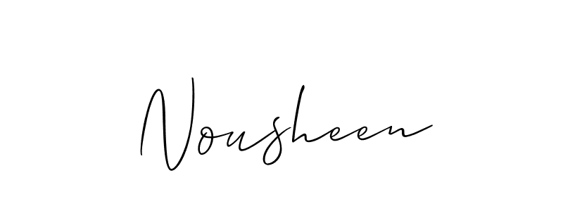 Allison_Script is a professional signature style that is perfect for those who want to add a touch of class to their signature. It is also a great choice for those who want to make their signature more unique. Get Nousheen name to fancy signature for free. Nousheen signature style 2 images and pictures png