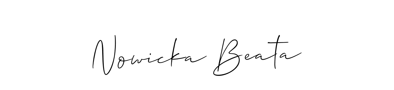 The best way (Allison_Script) to make a short signature is to pick only two or three words in your name. The name Nowicka Beata include a total of six letters. For converting this name. Nowicka Beata signature style 2 images and pictures png