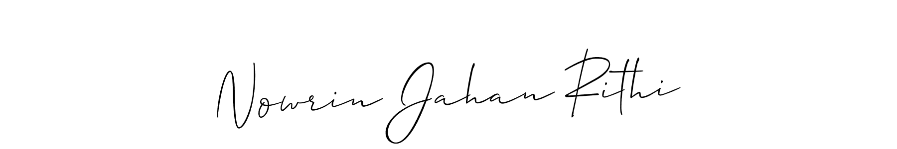 How to make Nowrin Jahan Rithi name signature. Use Allison_Script style for creating short signs online. This is the latest handwritten sign. Nowrin Jahan Rithi signature style 2 images and pictures png