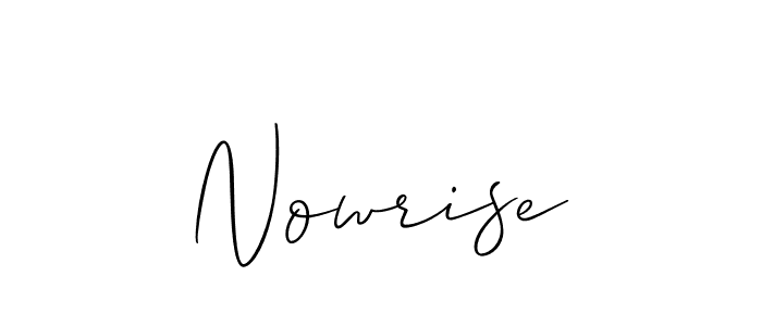 The best way (Allison_Script) to make a short signature is to pick only two or three words in your name. The name Nowrise include a total of six letters. For converting this name. Nowrise signature style 2 images and pictures png