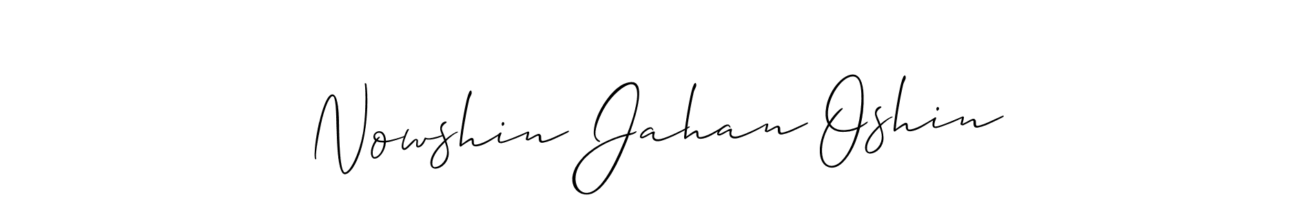 The best way (Allison_Script) to make a short signature is to pick only two or three words in your name. The name Nowshin Jahan Oshin include a total of six letters. For converting this name. Nowshin Jahan Oshin signature style 2 images and pictures png