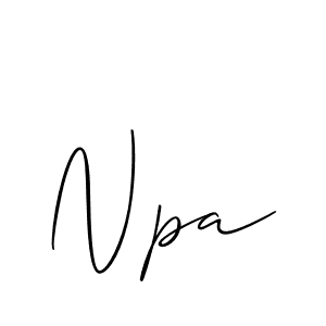 Design your own signature with our free online signature maker. With this signature software, you can create a handwritten (Allison_Script) signature for name Npa. Npa signature style 2 images and pictures png