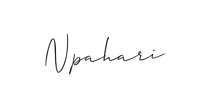 Use a signature maker to create a handwritten signature online. With this signature software, you can design (Allison_Script) your own signature for name Npahari. Npahari signature style 2 images and pictures png