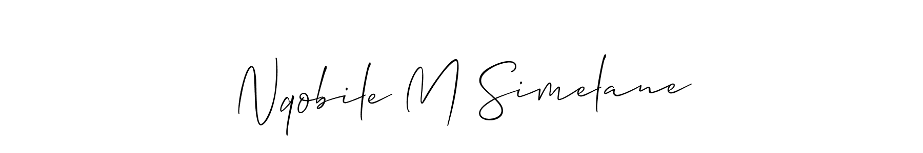 This is the best signature style for the Nqobile M Simelane name. Also you like these signature font (Allison_Script). Mix name signature. Nqobile M Simelane signature style 2 images and pictures png