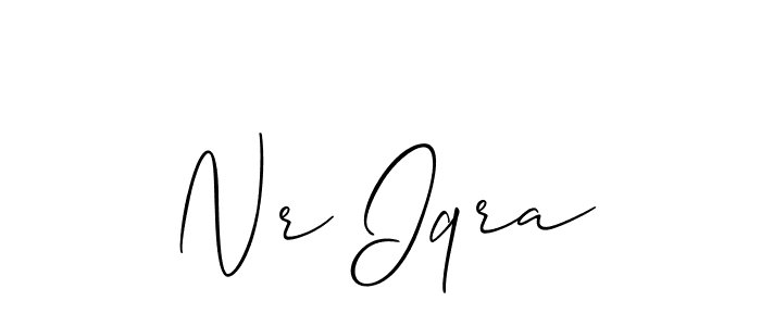 Similarly Allison_Script is the best handwritten signature design. Signature creator online .You can use it as an online autograph creator for name Nr Iqra. Nr Iqra signature style 2 images and pictures png