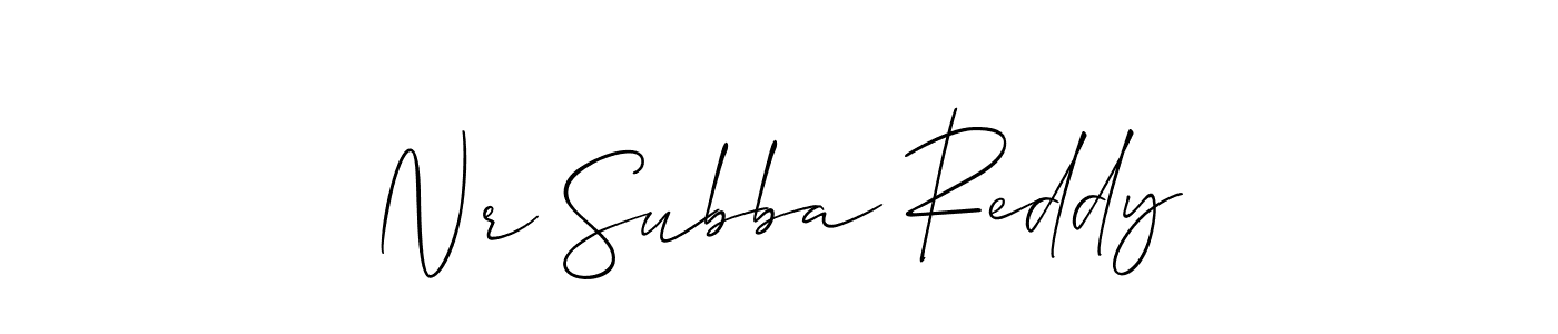 How to make Nr Subba Reddy name signature. Use Allison_Script style for creating short signs online. This is the latest handwritten sign. Nr Subba Reddy signature style 2 images and pictures png