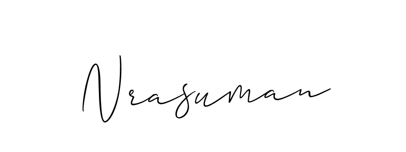 Make a beautiful signature design for name Nrasuman. With this signature (Allison_Script) style, you can create a handwritten signature for free. Nrasuman signature style 2 images and pictures png