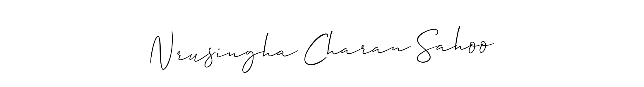 Make a beautiful signature design for name Nrusingha Charan Sahoo. With this signature (Allison_Script) style, you can create a handwritten signature for free. Nrusingha Charan Sahoo signature style 2 images and pictures png