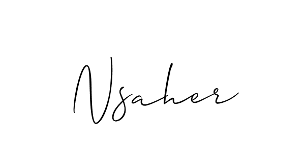 How to Draw Nsaher signature style? Allison_Script is a latest design signature styles for name Nsaher. Nsaher signature style 2 images and pictures png