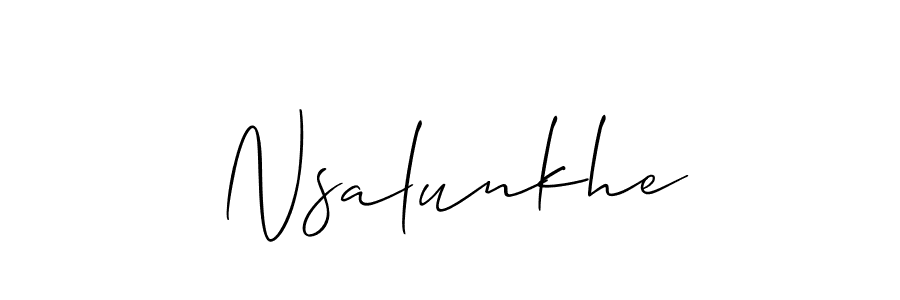 Make a short Nsalunkhe signature style. Manage your documents anywhere anytime using Allison_Script. Create and add eSignatures, submit forms, share and send files easily. Nsalunkhe signature style 2 images and pictures png