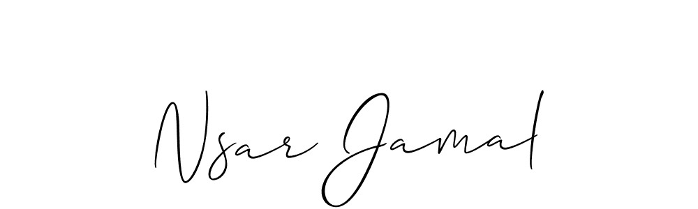 It looks lik you need a new signature style for name Nsar Jamal. Design unique handwritten (Allison_Script) signature with our free signature maker in just a few clicks. Nsar Jamal signature style 2 images and pictures png