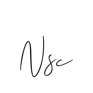 Design your own signature with our free online signature maker. With this signature software, you can create a handwritten (Allison_Script) signature for name Nsc. Nsc signature style 2 images and pictures png