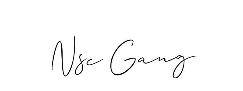 Similarly Allison_Script is the best handwritten signature design. Signature creator online .You can use it as an online autograph creator for name Nsc Gang. Nsc Gang signature style 2 images and pictures png
