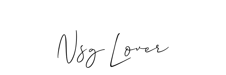 Create a beautiful signature design for name Nsg Lover. With this signature (Allison_Script) fonts, you can make a handwritten signature for free. Nsg Lover signature style 2 images and pictures png