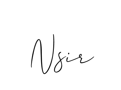 Make a beautiful signature design for name Nsir. With this signature (Allison_Script) style, you can create a handwritten signature for free. Nsir signature style 2 images and pictures png