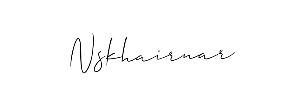 How to make Nskhairnar name signature. Use Allison_Script style for creating short signs online. This is the latest handwritten sign. Nskhairnar signature style 2 images and pictures png