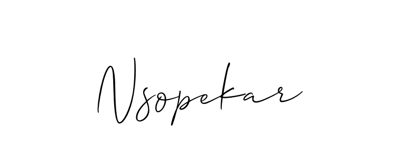 Use a signature maker to create a handwritten signature online. With this signature software, you can design (Allison_Script) your own signature for name Nsopekar. Nsopekar signature style 2 images and pictures png