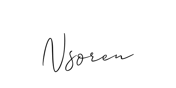 Use a signature maker to create a handwritten signature online. With this signature software, you can design (Allison_Script) your own signature for name Nsoren. Nsoren signature style 2 images and pictures png