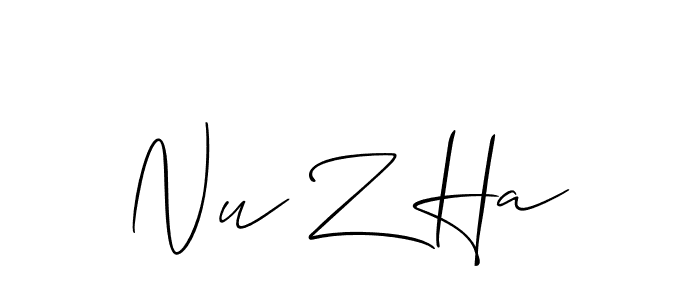 Make a beautiful signature design for name Nu Z Ha. With this signature (Allison_Script) style, you can create a handwritten signature for free. Nu Z Ha signature style 2 images and pictures png