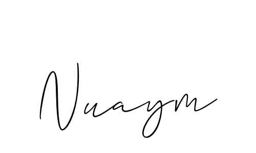 Use a signature maker to create a handwritten signature online. With this signature software, you can design (Allison_Script) your own signature for name Nuaym. Nuaym signature style 2 images and pictures png