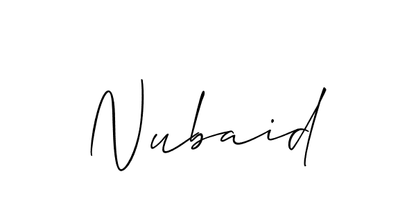 It looks lik you need a new signature style for name Nubaid. Design unique handwritten (Allison_Script) signature with our free signature maker in just a few clicks. Nubaid signature style 2 images and pictures png