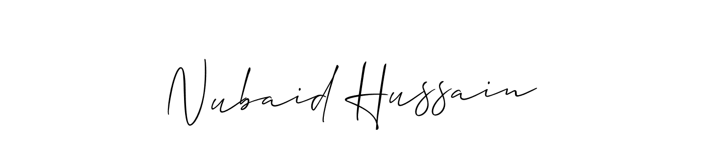 How to make Nubaid Hussain name signature. Use Allison_Script style for creating short signs online. This is the latest handwritten sign. Nubaid Hussain signature style 2 images and pictures png