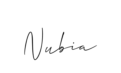 Use a signature maker to create a handwritten signature online. With this signature software, you can design (Allison_Script) your own signature for name Nubia. Nubia signature style 2 images and pictures png